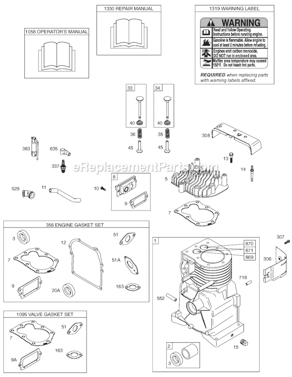 Page A Diagram and Parts List for 91400SERIES 0120, 0130 Briggs and Stratton Engine